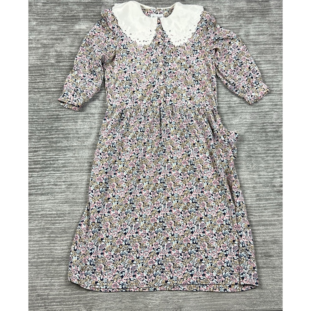 Vintage Blake Elizabeth Dress Womens 12 Multicolor‎ Floral 3/4 Sleeve Cottage